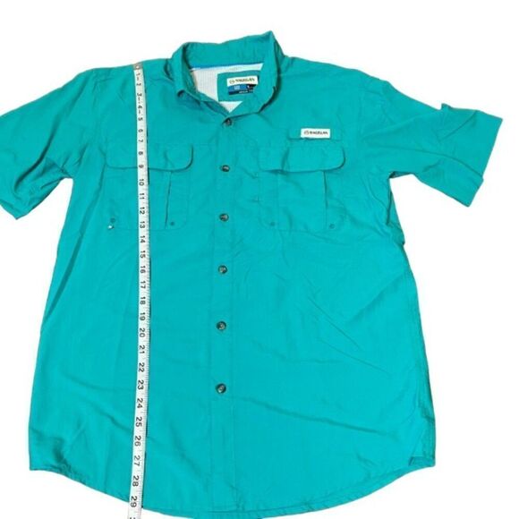 MAGELLAN Outdoors Men's Fish Gear Angler Fit Vented Button Shirt Aqua Size Small - Picture 5 of 9